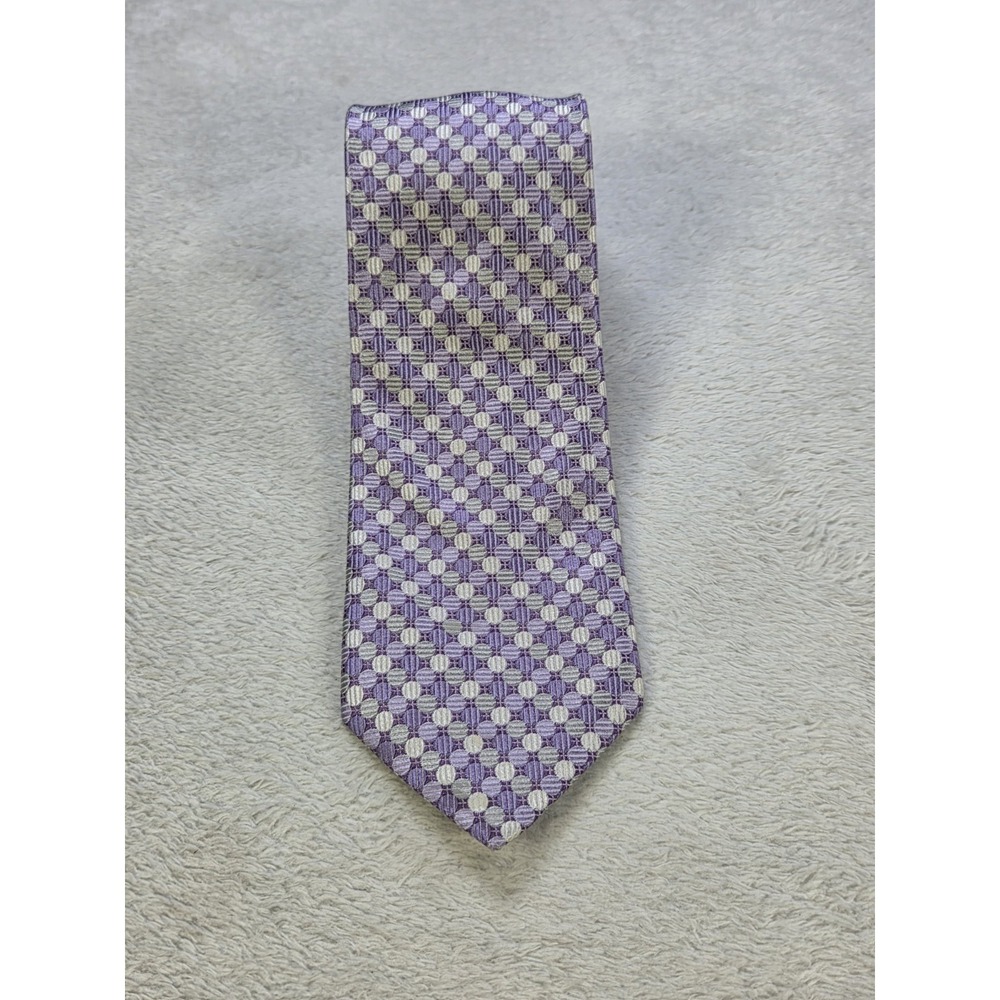 Class Club Silk Tie Purple Geometric Pattern Necktie Formal Wedding Prom
